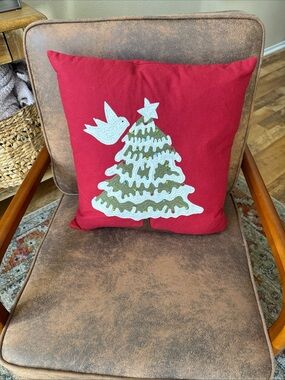Devi Designs Christmas Tree Pillow 20x20 Feather Insert Beaded Holiday Decor